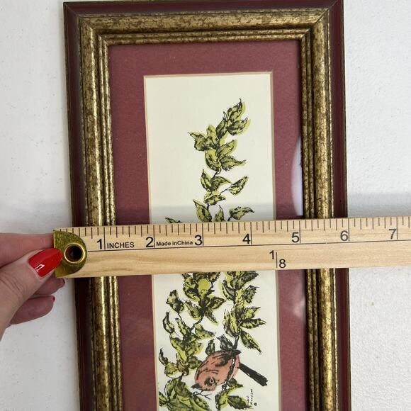 Vintage Carol Morrison Bird & Branches Watercolor Art Signed Framed Hand Colored - Picture 8 of 8